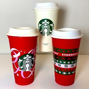 All 3 Starbucks holiday 2021 cups new vintage and collectibles red and white